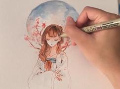水彩画--女孩