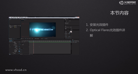 将Optical Flares 拷贝到AE安装路径下Plug-ins目录中。
讲解Optical Flares的使用。
制作文字层倒影效果。