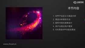 APP产品定义与竞品分析,竞品分析报告写法,图形可视化图表设计,用户分类及用户需求,ios系统的APP功能和发展史。