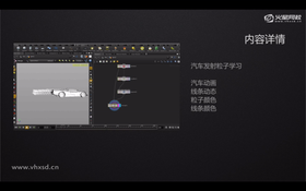 将事先准备好的汽车模型导入到Houdini中,制作路径动画。提取汽车尾部进行撒点,并发射粒子。用Add节点连接粒子成线,并添加扰乱效果,使动画的动态与参考视频相近。