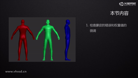 检查蒙皮的错误和权重值的微调