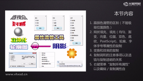 属性滴管工具
1.跟颜色滴管的区别(不能吸取位图颜色)
2.网状填充、填充(均匀、渐变、向量、位图、双色、底纹、PostScript)、轮廓、字体字号等属性的复制
3.变换和效果的复制
4.复制调和的注意事项以及透镜与复制透明的关系
5.右键菜单“复制所有属性”以及编辑 / 复制属性自