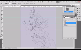 起线稿,修正线稿。