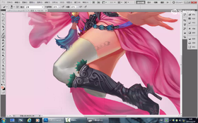 继续处理衣服、靴子的材质,蕾丝上色等。