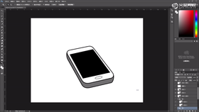 确定透视线,定消失点,钢笔绘制手机。