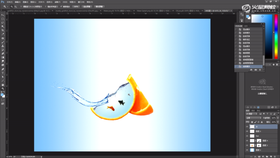 调整飞溅的水,添加阴影,完善案例的制作。