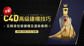 C4D高级建模技巧-五粮液包装建模及渲染